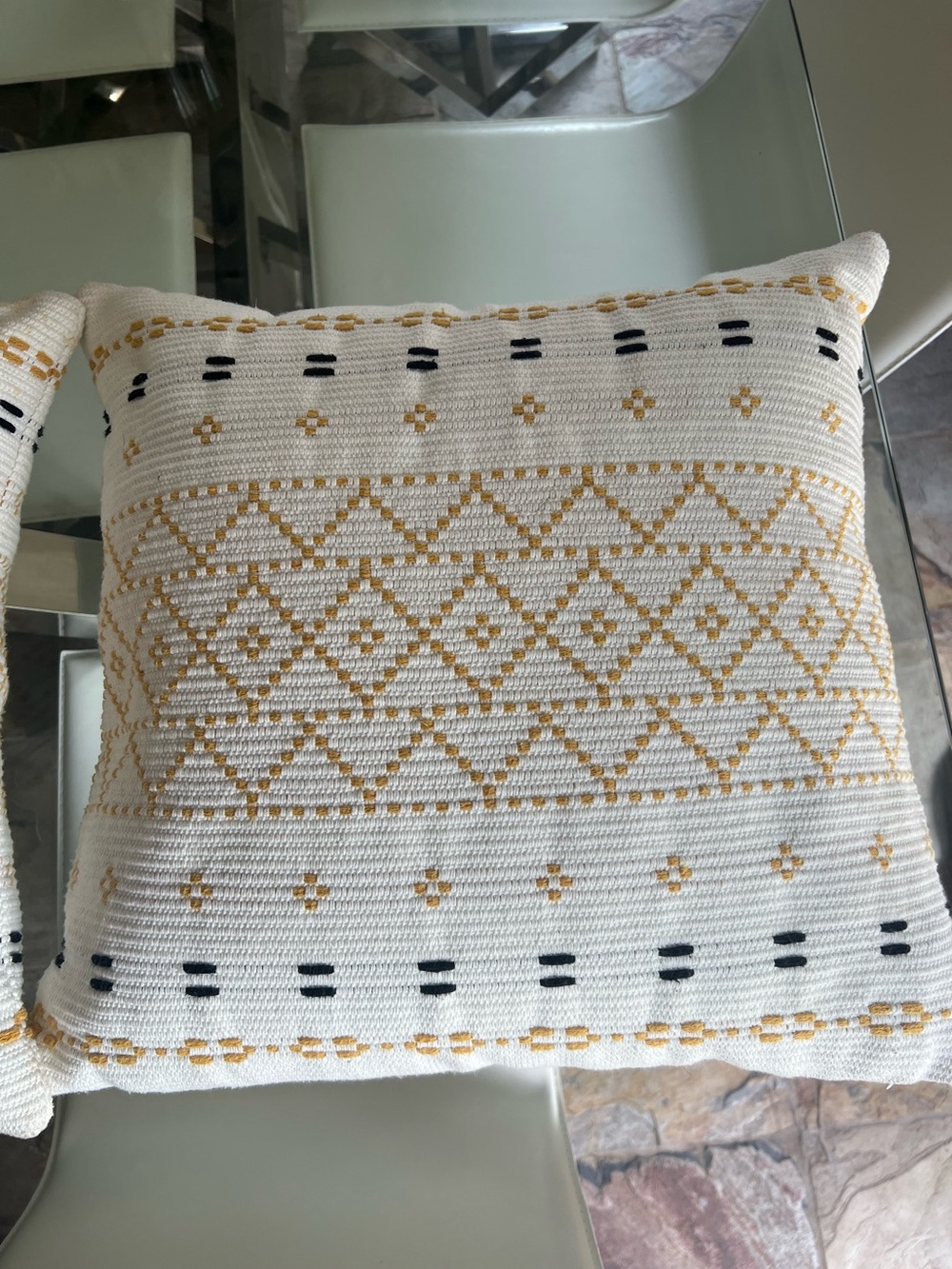 Cream and Mustard Geometric Throw Pillow - Home Accents